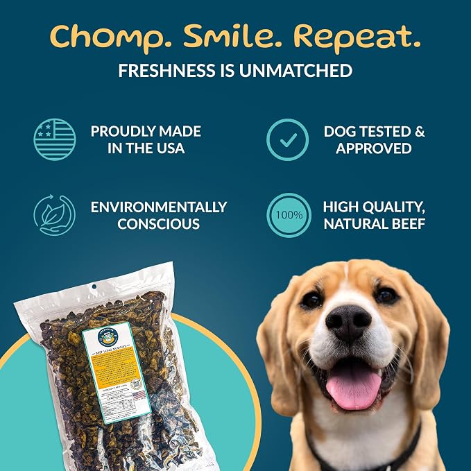 TREATOPIA Beef Lung Nuggies Dog Treats, 2 LB Bag - All-Natural, Sustainable, Healthy, High Protein, Hand-Trimmed, Slow-Roasted, Made in The USA, Nutritious, No Additives, No Fillers