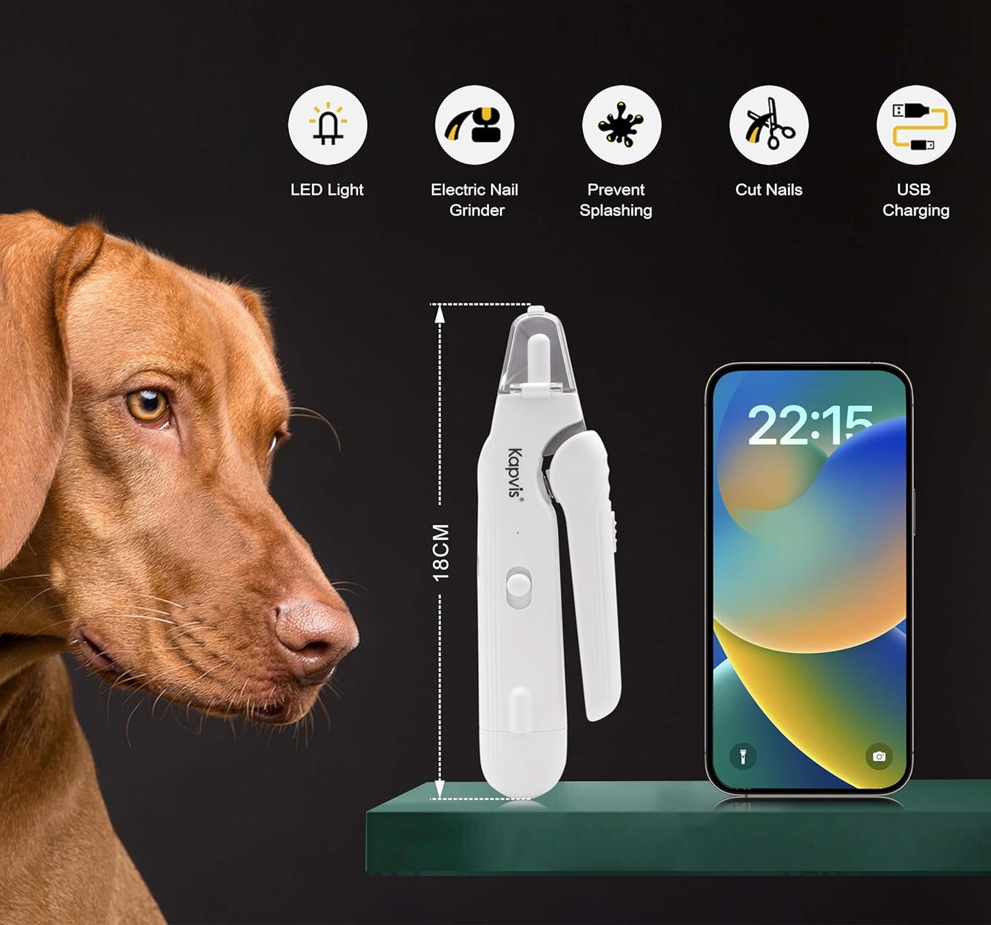 2-in-1 Dog & Cat Nail Clipper and Grinder,LED Lights & Safety Guard for Large Medium Small Dogs Cats Claw Trimmer,Claw Grooming Tool for for Cats and Small Dogs