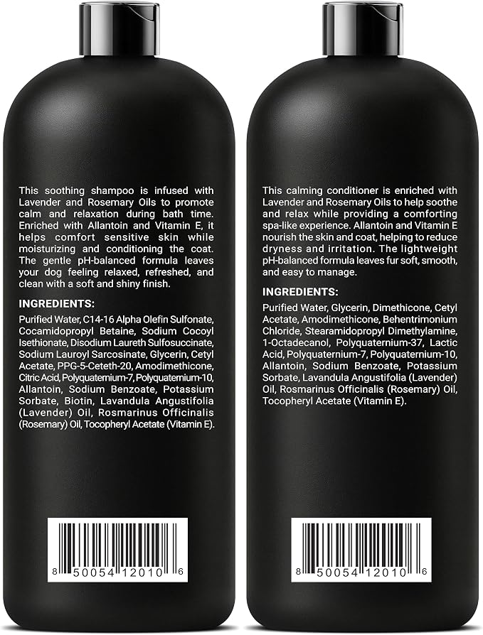 ALFIE'S CHOICE Dog Shampoo for Dry Itchy Skin | Calm & Comfort Shampoo and Conditioner Set | 16 fl oz Each | Lavender, Rosemary & Vitamin E | for Sensitive Skin & All Breeds