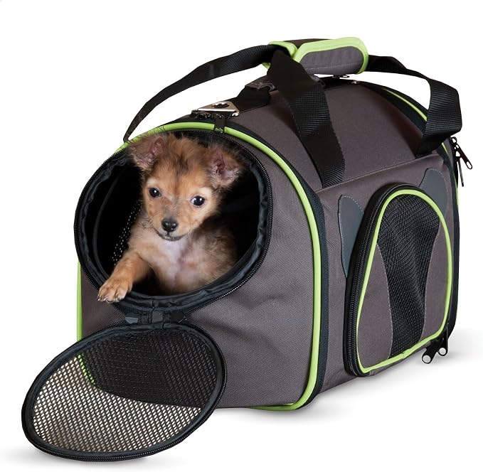 K&H Pet Products Classy Go Pet Carrier Brown/Lime Green Medium 21" x 10" x 10.5"