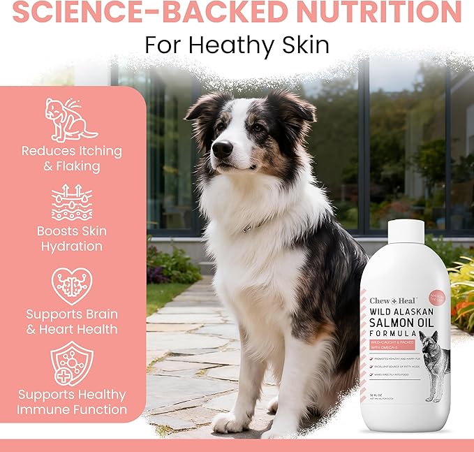 Wild Alaskan Salmon Fish Oil for Dogs - 16 oz. of Fish Oil Formula - Pump Cap Bottle - Contains Omega-3 and 6, Vitamin D, EPA, and DHA for Healthy Skin and Coat