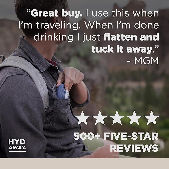 HYDAWAY 25oz Collapsible Travel Water Bottle - BPA-Free, Leakproof, Lightweight, Space-Saving - Perfect for Hiking, Travel, and All-Day Hydration