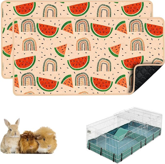 Guinea Pig Bedding, 49x24in 2 Pack Washable Guinea Pig Cage Liners, Waterproof Reusable & Anti Slip, Super Absorbent Guinea Pig Pee Pad for Midwest Cage, Small Animal, Rabbit, Bunny, Beige