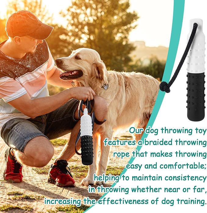 Blueweenly 4 Pcs Dog Bumper Toy for Water Retrieving Plastic Puppy Training Dummy Dog Float Toy Lightweight for Float on The Water Pool Outdoor Training Hunting Fetching (Black and White)