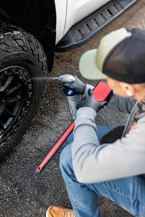 Detail Factory - Fender Well Brush - Ergonomic ProGrip Handle, Stiff Synthetic Bristles, Ergonomic Design, Clean Your Wheel Wells with Ease - Red