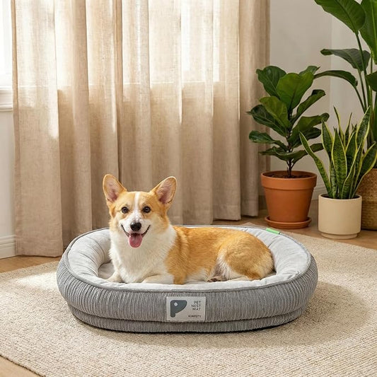 Washable Pet Cat Dog Bed Small Medium,Memory Foam Calming Pet Puppy Dog Crate Beds Cushion for Small Medium size Dogs Indoor Cats Crate,Pet Dog Cat Crate Mat with Detachable Bottom and Bolster Cushion