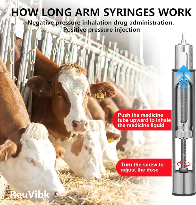 20 ML Livestock Iong Shot Pole Syringe, Cattle Syringe Gun | Length Can Be Adjusted Freely 24"40"56"68"87", Remote Safe Operation for Cattle Horses Large Animals