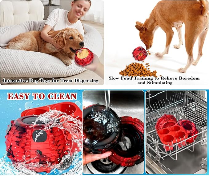 XHX Long-Lasting Interactive Dog Toy Safe for Medium and Large Dogs 25-75 lbs(Red and Black, Medium)