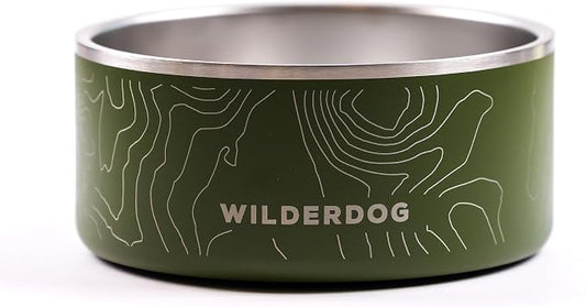 Widlerdog Stainless Steel Dog Bowl with Extra Durable Kitchen-Grade BPA-Free Stainless Steel with Non-Slip Rubber Ringed Bottom (Olive, 64 oz)