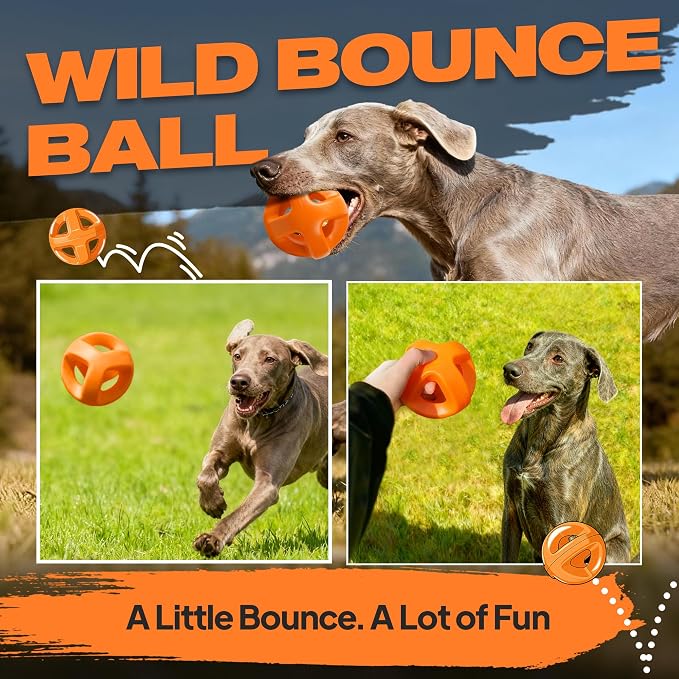 Fida Natural Rubber Dog Balls for Aggressive Chewers, Durable Dog Chew Toys for Large Dogs, Interactive Fetch & Tug of War Toys for Medium Large Breed Non-Toxic Dish Washable,4.5 * 4.5"