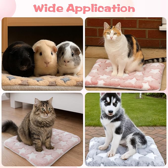 10 Pcs Guinea Pig Mats for Cage Washable, 13 x 10.6 Inch Guinea Pig Fleece Cage Liners, Soft Pet Bedding Pads for Small Animals Like Bunny Hamster Hedgehogs Indoor Use (5 Colors)