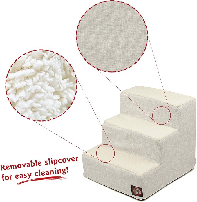 Majestic Pet Portable Pet Stairs | Soft Sherpa Steps Foam Feeling | Steps for Dogs & Cats | Dog & Cat Ramp | Indoor Only | Max Weight: up to 250 Lbs, 3 Step, Palette Heathered Gray