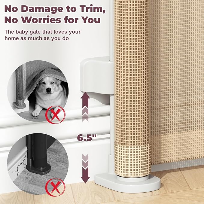 2Pack Retractable Baby Gates for Stairs, 58" Extra Wide Mesh Dog Gate for Doorways, Child Gate for Toddler Pet, Indoor and Outdoor Use, Easy Install, 34" Height, Beige