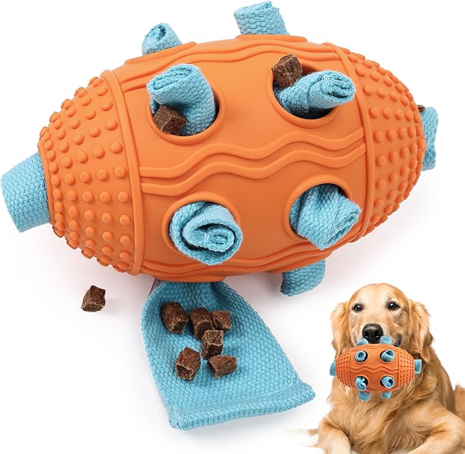 Dog Snuffle Ball-Interactive Dog Chew Toy with Natural Rubber Soccer Design, Dog Puzzle Toy that Promotes Cognitive Development, Slow-Feed Dog Treat Dispenser for Luxury Pet Toys