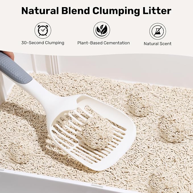 FUKUMARU Tofu Cat Litter - Natural Lightweight Bean Dregs & Corn Starch Cat Litter Pellets, Dust Free Quick Clumping, Effective Odor Control, Flushable, Low Tracking, 32lb (8lb x 4 Bags)