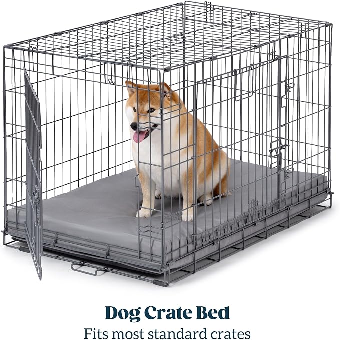 PELZIN Cybarmour Chew Proof Dog Bed - Orthopedic Indestructible Dog Crate Pad - Outdoor Waterproof Kennel Mat for Aggressive Chewers - Large Breeds & Fits 42-Inch Crate - 41"x27", Limestone