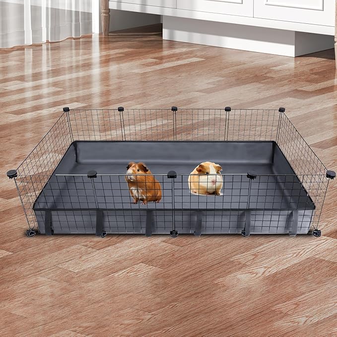 Guinea Pig Cage Liner Pet Bedding Base Waterproof Oxford Guinea Pig Cage Bottom Suitable for C & C Cage Panel (No Cage)（24x48 Inch）, gray