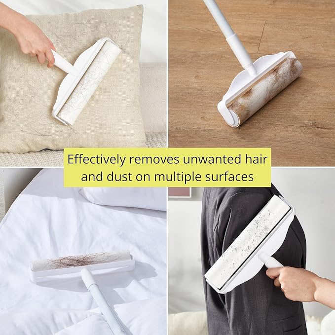 True & Tidy 4pc Lint Roller Refill Set for StickyPro XL Lint Roller, 90-pc per Sheet, Total 360 Sheets, Effectively Removes Pet Hair and Other Debris, Threaded Spiral Design, Extra Wide 9.5 inches