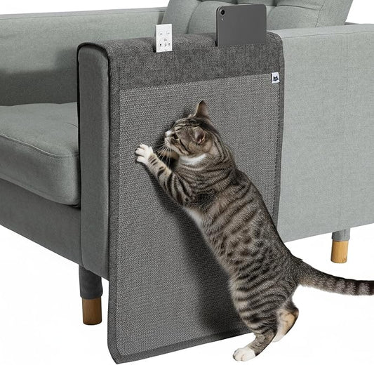 The Cat Ladies Cat Scratch Furniture Protector Mat - Couch Protector from Claws - Anti Scratch Furniture Protectors from Cats Scratching - Sisal Scratcher Pad with Pocket - Dark Grey