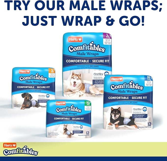 Hartz Comfitables Disposable Dog Diapers, Size XL 5 count, Comfortable & Secure Fit, Easy to Put On, Super Absorbent Male and Female Diaper