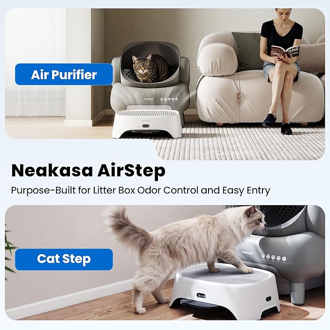 Neakasa Airstep, 2-in-1 Litter Box Air Purifier & Cat Step, 3-Mode Odor, Dust & Pet Hair Control, Air Filter Compatible with M1 Plus / M1 Lite and Most Automatic & Basic Litter Boxes