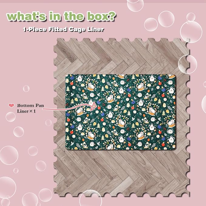 Ferret Cage Liner for Ferret Nation & Critter Nation Cage,Cute Animal Print,Washable Bedding,Cage Accessories for Ferrets, Chinchillas, Rats, Rabbits & Other Small Pets (Bottom Pan Liner)