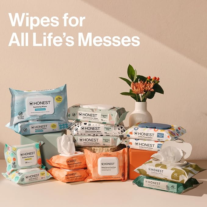 The Honest Company Hypoallergenic Multi-Use Baby Wipes for Sensitive Skin, Rose Blossom, 288 Count (Pack of 3)