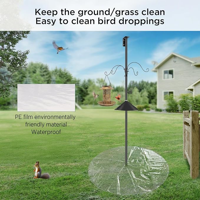 2 PCS 47.24 Inch Bird Seed Catcher for Pole - Full Kit Outdoor Mat for Under Bird Feeder, Bird Feeder Seed Catcher Tray for Ground, Fits Most Shepherd Hooks/Bird Poles