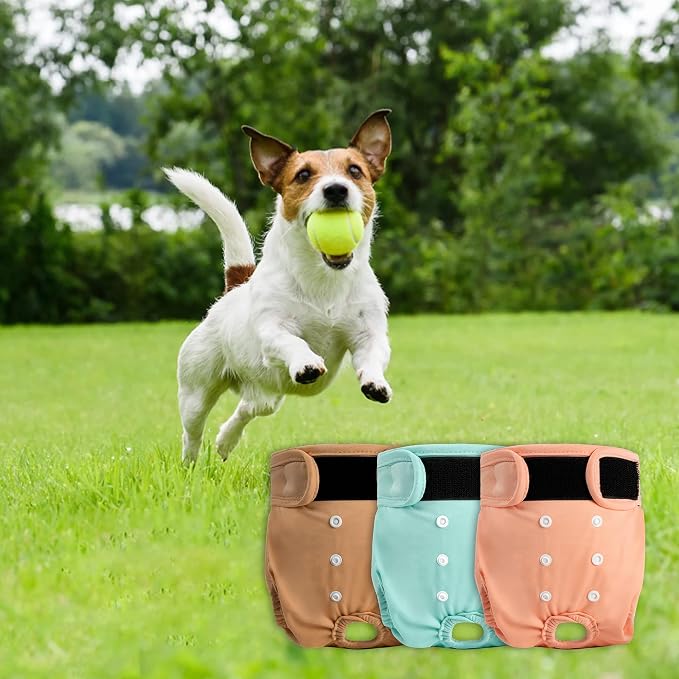 3Pack Reusable Female Dog Diapers, Washable Diaper for Doggie,Highly Absorbent Dog Diaper,Adjustable Leakproof Puppy Diapers Skirt for Heat,Incontinence,Period Doggy Nappies L