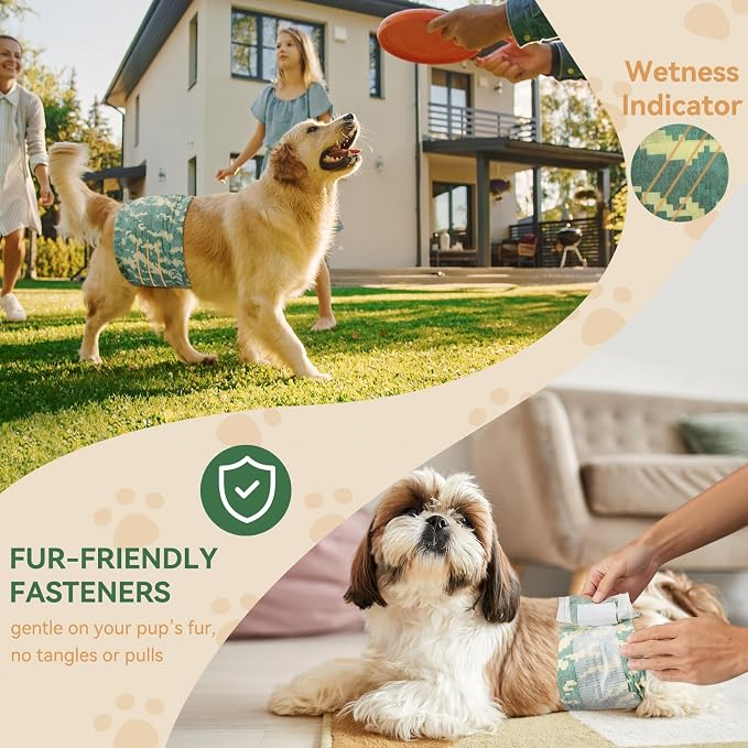 Dog Diapers Male,50 Count Small Male Dog Diapers Disposable for Doggie & Puppy,Ultra Absorbent Male Dog Wraps,Belly Bands for Male Dogs with Wetness Indicator(S Same as Other Brands' XS)