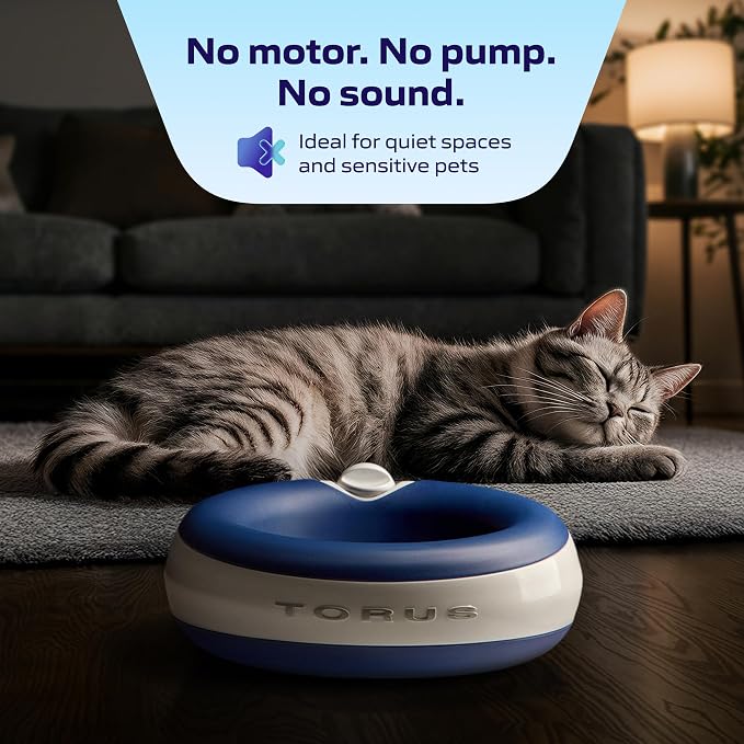 Torus Maxi Pet Portable Water Dispenser 68oz Plus 6-Months of Filters - No Power Required - Less Spills and Tipping - Use in the car - for Dogs and Cats