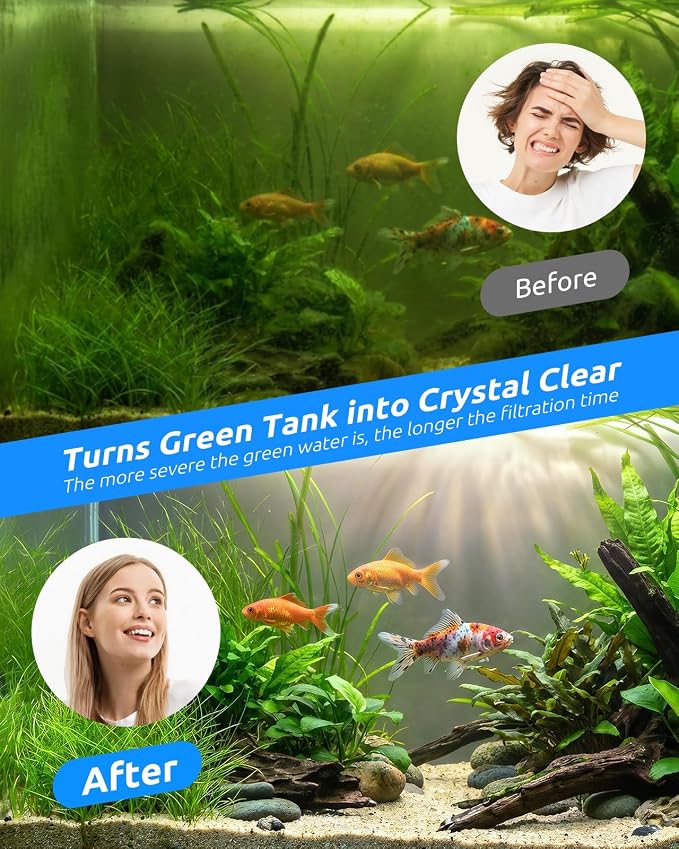 SEAOURA Fish Tank Filter for 20-60 Gallon Tank,with Timer U - V Aquarium Filter for Turtle Tank Saltwater Freshwater Crystal Clear