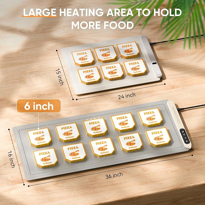 NEWKITCHEN Warming Mat for Food, (XXL 36"x16") Food Warming Mat for Parties Buffet 6 Temp & 6 Hour Settings Upgrade Graphene Fast Full Surface Heating -Versatile Food Warmer for Gatherings, Parties
