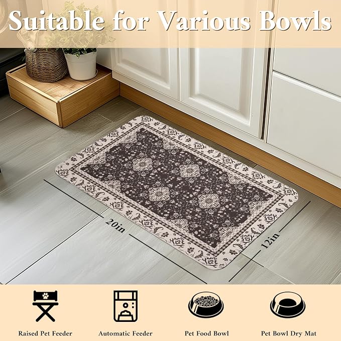 Dog Food Mat for Floors Waterproof Quick Dry Pet Placemat Cat Feeding Bowls Mats for Food and Water, Eco-Friendly Dog Accessories Diatomite Pets Supplies 12" X 20"