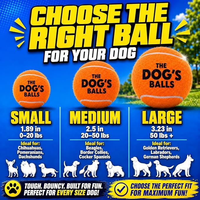 The Dog's Balls Dog Tennis Balls Tough 2.5" 12-Pack Orange Floats in Water | Our fetch balls combine non-abrasive felt exterior and a thicker rubber core Durable Dog Toy for Outdoor Play & Training