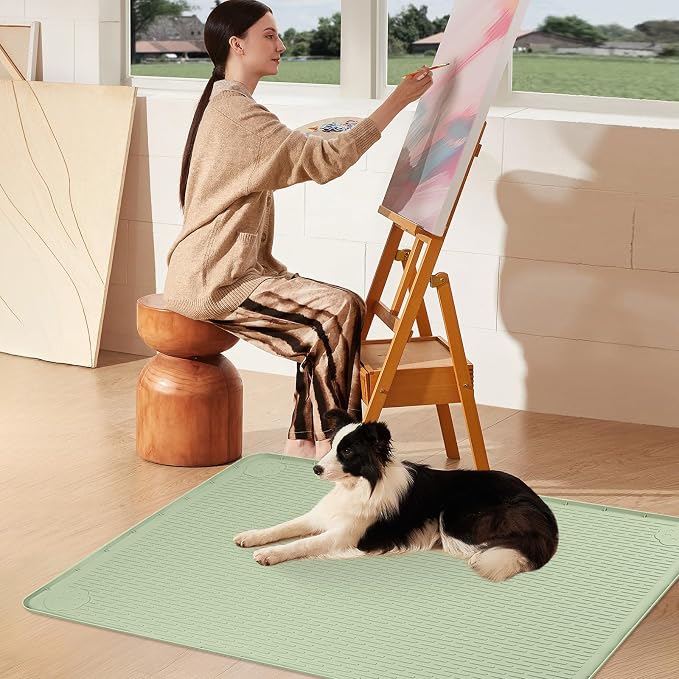 Pee Pads for Dogs, 70" x 45" Extra Large Reusable Silicone Mat, Washable Puppy Training Pads for Potty Training, Non-Slip, Leak-Proof, Indoor Floor Protection (Green)