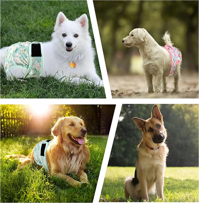 3Pack Dog Diapers Female,Washable Diaper for Doggie,Highly Absorbent Reusable Dog Diaper,Adjustable Leakproof Puppy Girl Dog Diapers for Heat,Incontinence,Period Doggy Nappies