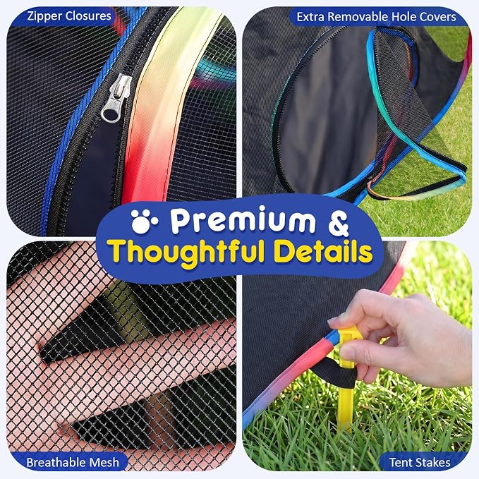 Outdoor 5-in-1 Portable Cat Tunnels - Cat Enclosure with Tent for Indoor Cats, Enclosed Catio for Kitty & Small Animals