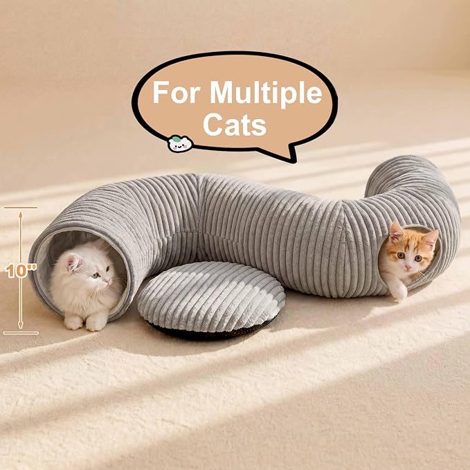 31 Pcs Interactive Cat Toys for Indoor Cats, Cat Tunnel with Moving Ball, Cat Toy Launcher, Catnip Toys, Chew Rope, Feather Wand, Springs and Balls for Indoor Kittens, Grey