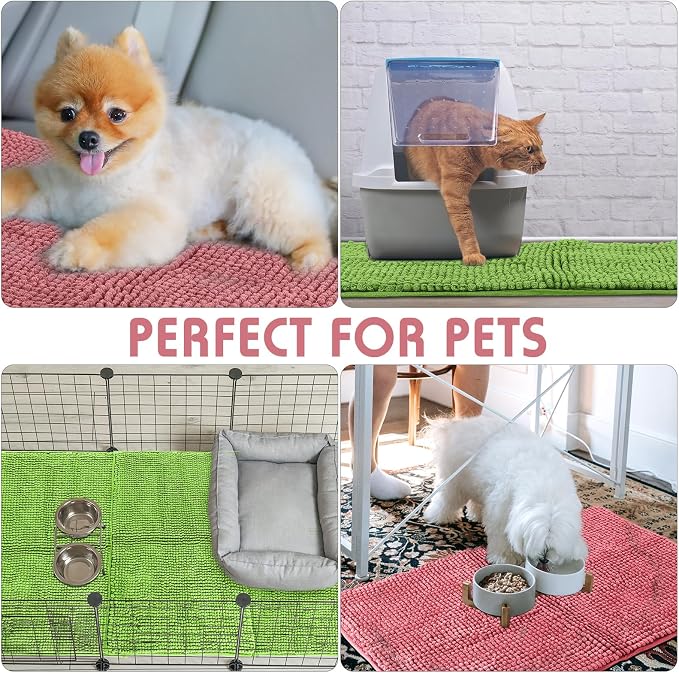 Amylove 4 Pcs Guinea Pig Cage Liner 16 x 24 Inch Washable Chenille Pee Pads Pet Dog Cat Bedding Training Mat Reusable for Small Animals Puppy Bunny Hamster Chinchilla