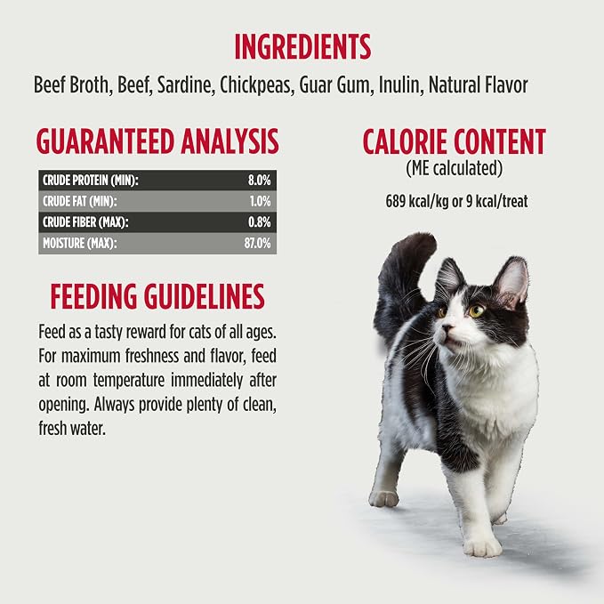 Nulo Freestyle Lickable Cat Treats - Perfect Purées Beef & Sardine, Squeezable Grain-Free Wet Cat Food Topper, High Moisture for Hydration, 48 x 0.5oz
