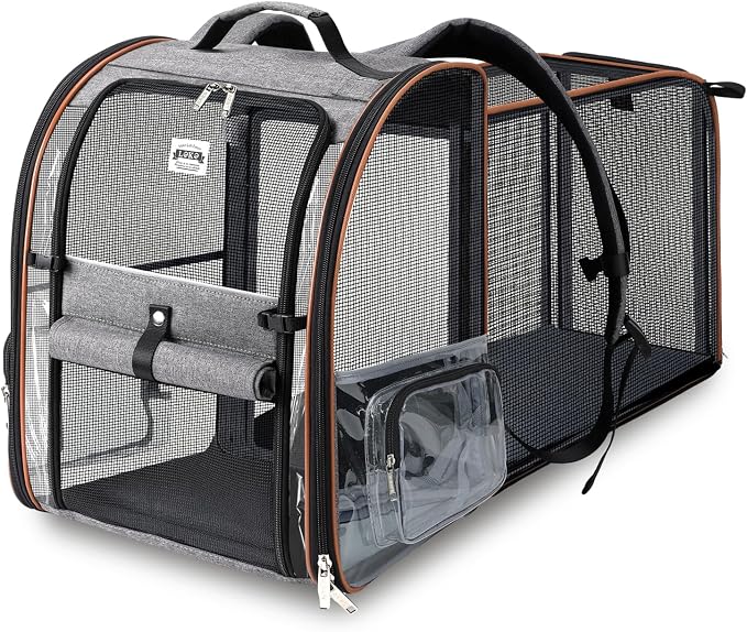 Clear Pet Backpack Expandable Cat Backpack Carrier Pet Carrier Backpack for Small Medium Dogs Cats fit up to 18lbs