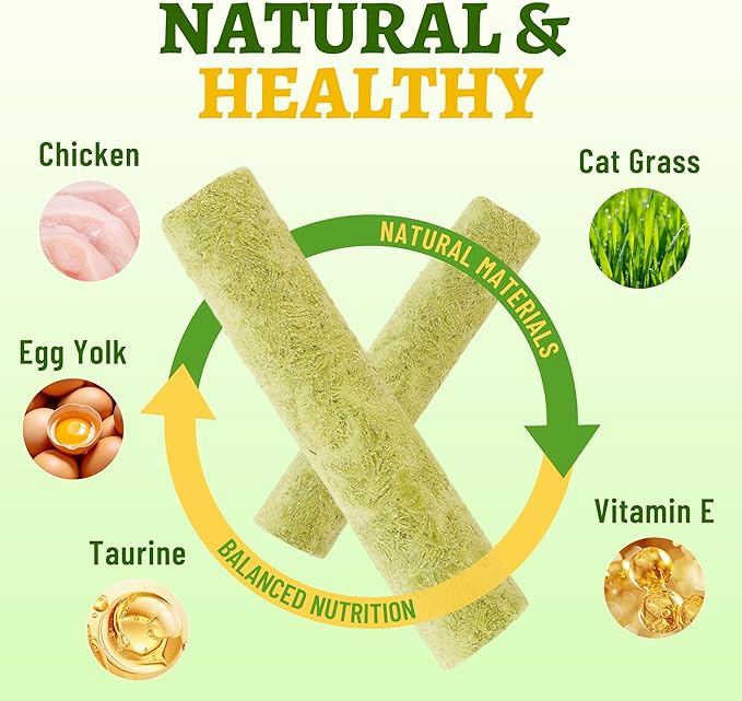 Just Try Cat Grass Sticks for Cat Hairball Control & Teeth Cleaning Dental Chews for Cats Crunchy Cat Treats for Indoor Cats Healthy Cats Treats (17.6 OZ)