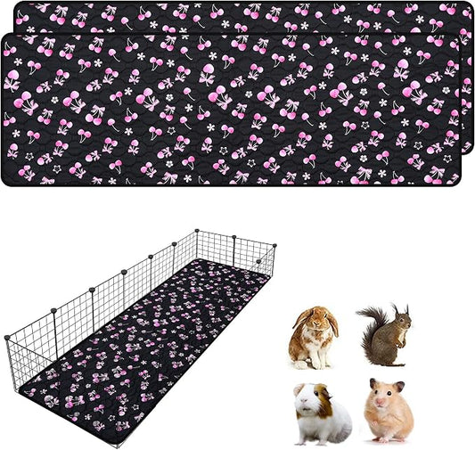 2 Pack Waterproof Guinea Pig Cage Liner, 24" x 72" Washable Reusable Guinea Pig Liner, Super Absorbent Leak-Proof Pet Pee Pad Mats for Guinea Pigs Rabbit Chinchilla Bunny Hamster