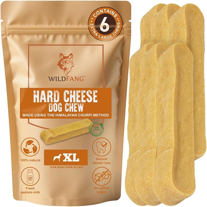 Wildfang® Yak Chews, X-Large for Dogs Over 99 lbs – Dog Dental Chew Stick, Hardness Like Himalayan Yak Cheese, Churpi-Style Cheese Sticks, Dog Treats & Puppy Training Treats, Approx 5 oz, Pack of 1