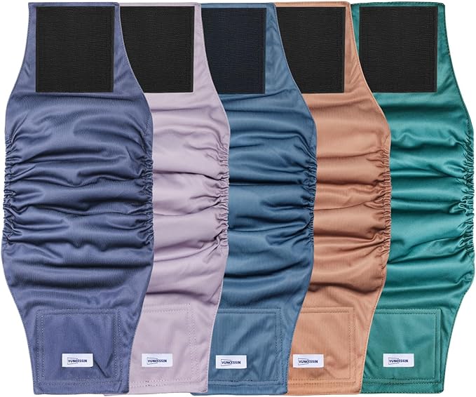Reusable Dog Diapers Male, Premium Washable Belly Bands for Dogs XXL, Pack of 5, High Absorbing Dog Wraps for Doggie & Puppy in Incontinence or Excitable Urination and Training(XXL)