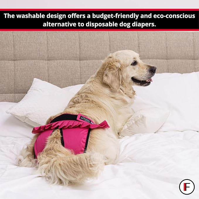 FINNERO Ballerina Dog Diaper – Washable, Reusable, Leak-Proof – Heat, Period & Urine Incontinence Protection – Comfortable, and Stylish Design – Adjustable Fit for Female Dogs – Small, Purple