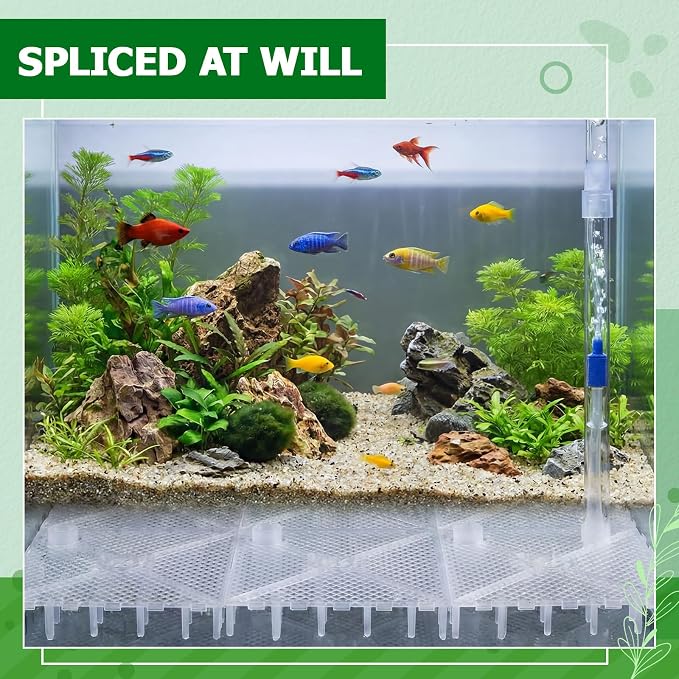 Sieral Under Gravel Aquarium Filter for 40-55 Gallon Tanks, 16 Pcs 5.7'' x 5.7'' Clear Plates, Under Gravel System with 4 Uplift Tube and 1 Filter Cotton, for Fish Tank Fresh and Saltwater