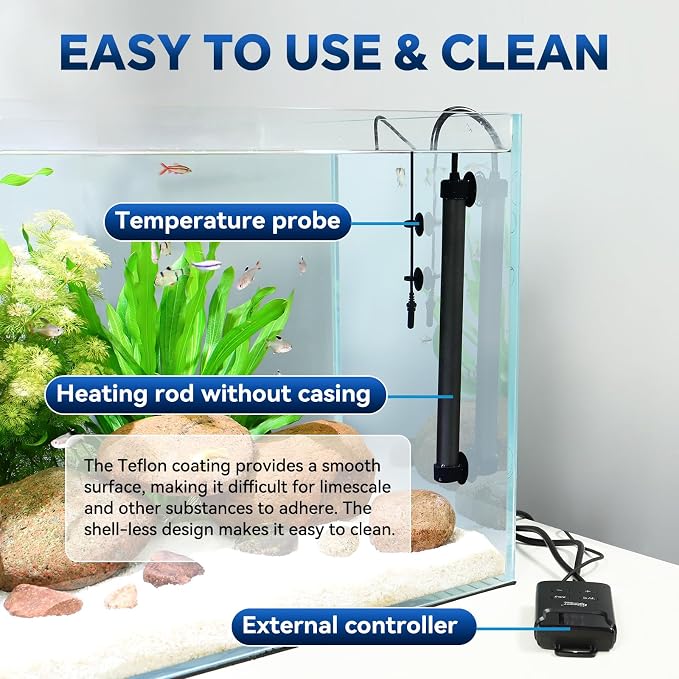 hygger Aquarium Heater,Submersible Fish Tank Heater with External Digital Display, Including Overheat & Leakage Protection and Temperature Sensor for Freshwater and Saltwater (100W for 16gal~26gal)