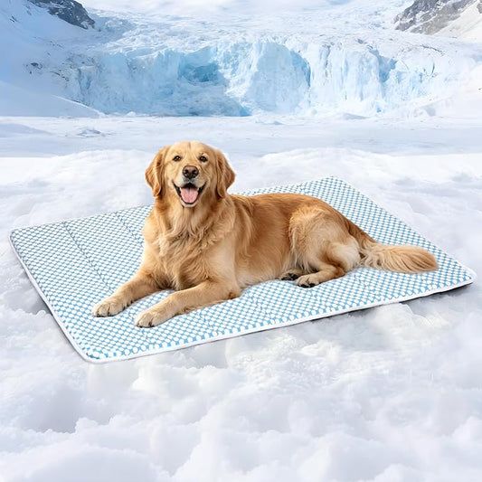 Dog Cooling Mat for Large Dogs – 41"x27" Orthopedic Memory Foam Pad for Summer, Hot Weather & Joint Relief | Washable, Non-Slip Crate Mat for Senior Dogs, Travel & Home (Blue)